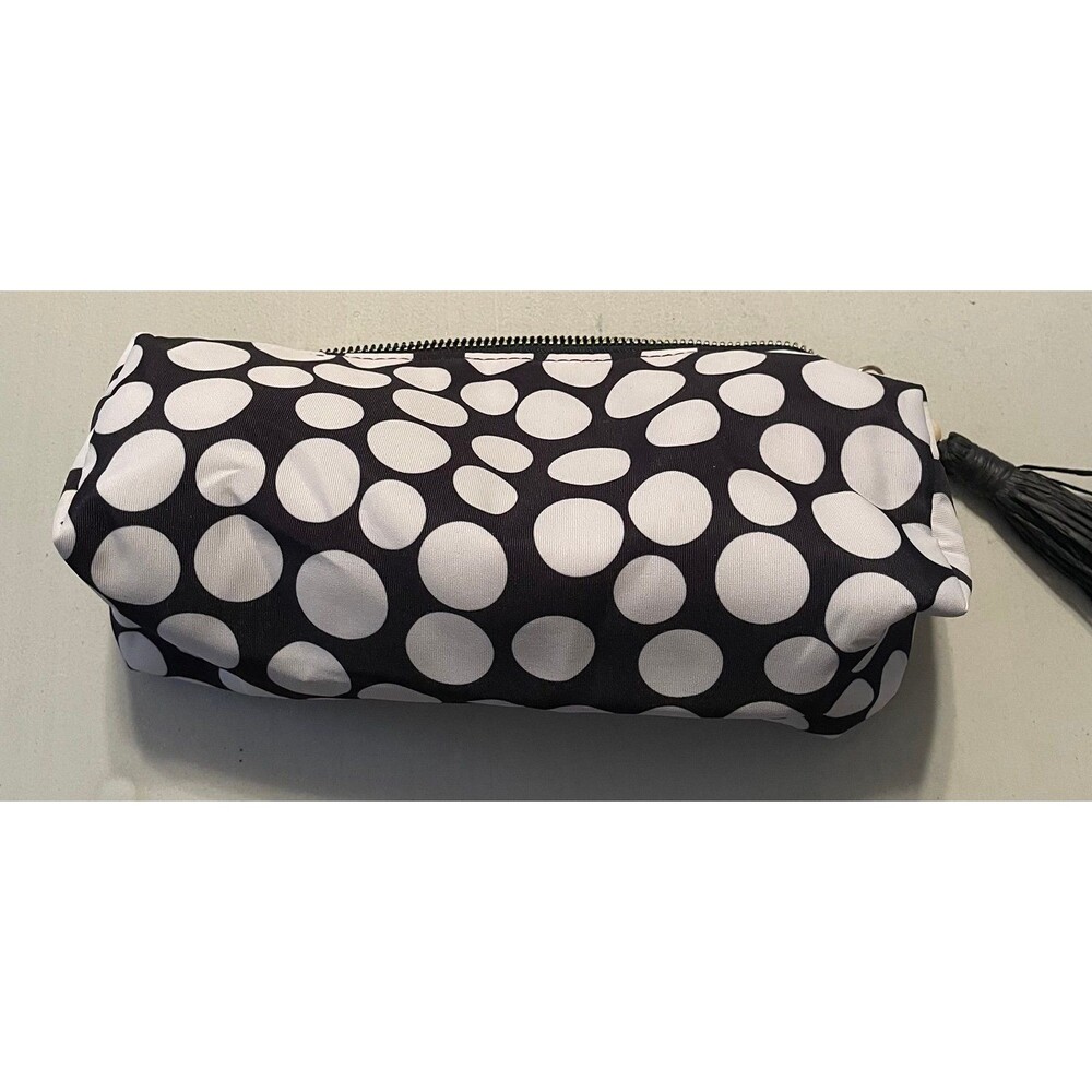 Black and White Polka Dot Cosmetic Bag with Tassel